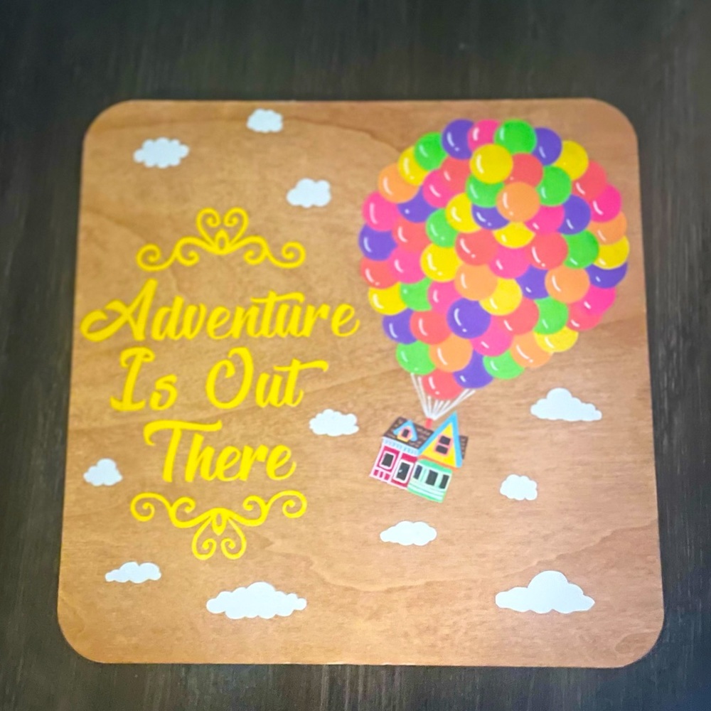 COPY - Disney Up inspired hand crafted sign “Adventure is Out there” New never… - Picture 1 of 3